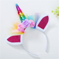 Amazon Top Selling Wholesale Cute Design Unicorn Horn Stirnband mit künstlicher Blume